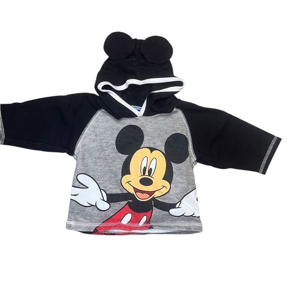 90s Y2k Disney Mickey Mouse Kids Hoodie - Black and Gray